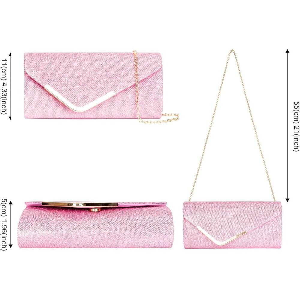 🆕Women Pink Trendy Clutch Purses Evening Fashion Envelope Cross-Body Handbags - Picture 3 of 7